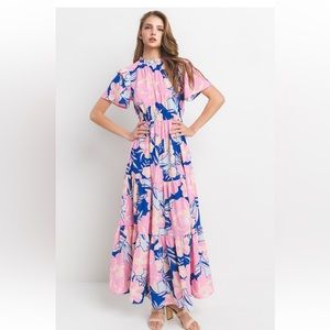 ShopEvelynne Pink and Blue Floral Maxi Dress